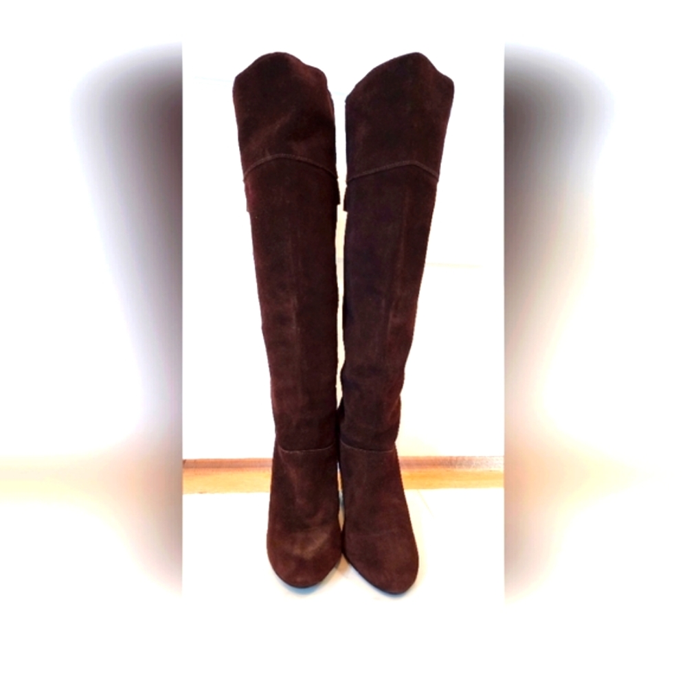 Suede leather BOOTS knee-high Size6 Brown